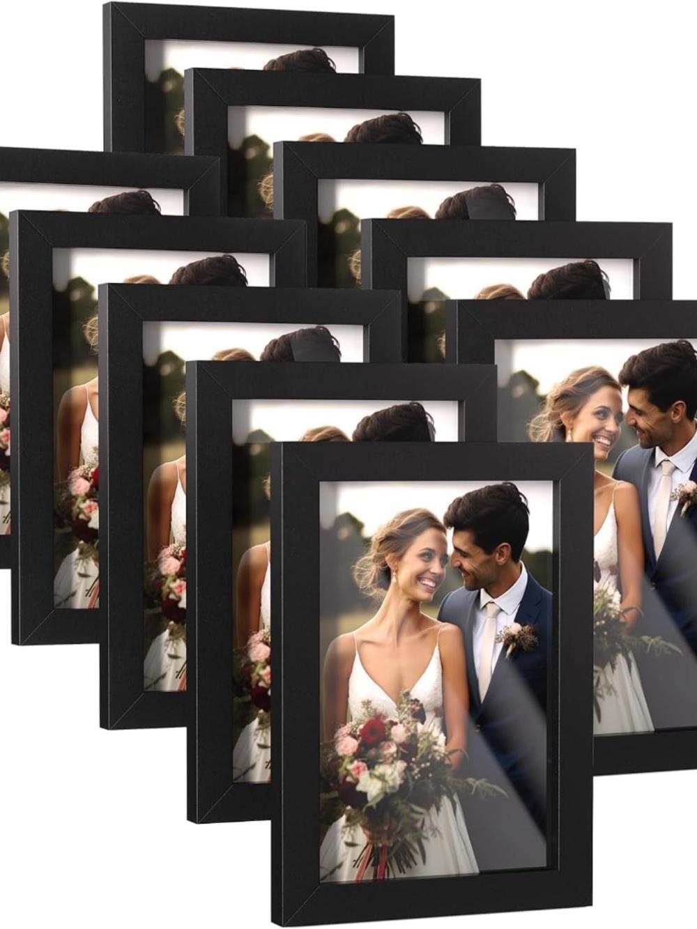 10 Black 4x6 Picture Frames - Matching Set